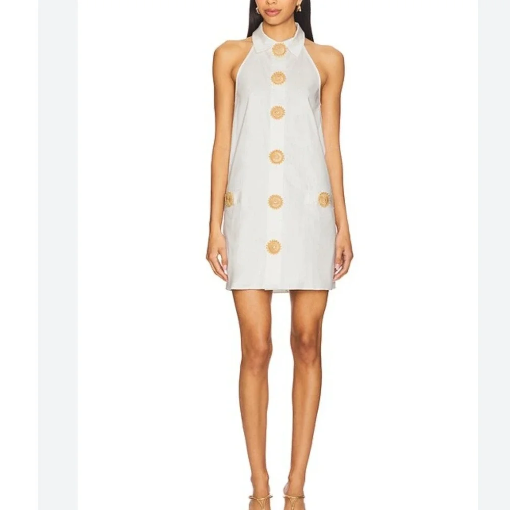 My Beachy Side Amber Mini Dress White Cotton Resort Crochet Medallion New Size M